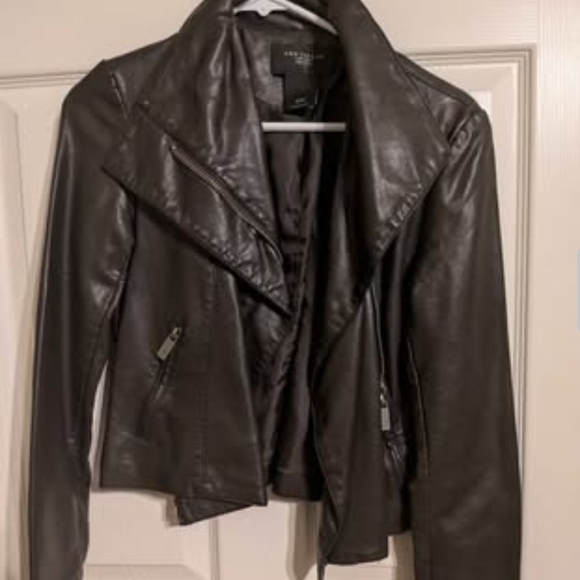Ann Taylor Cropped Brown Leather Jacket - Picture 1 of 5